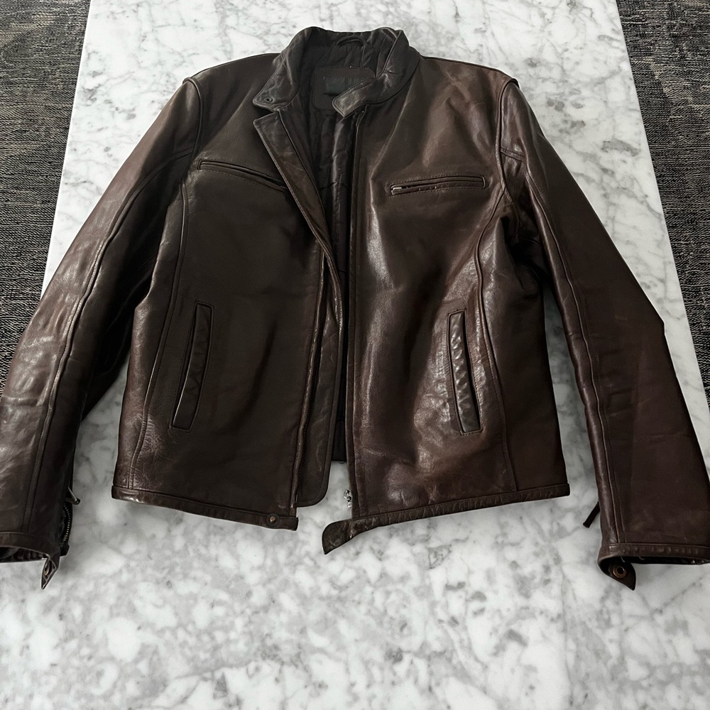 Brown leather jacker from Zara